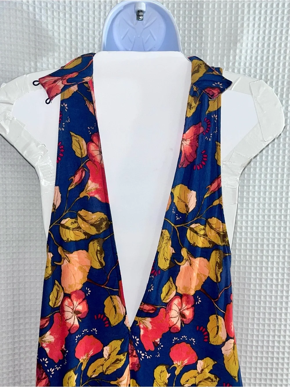 Free People Navy Floral Button-Front Dress size medium - Picture 7 of 9